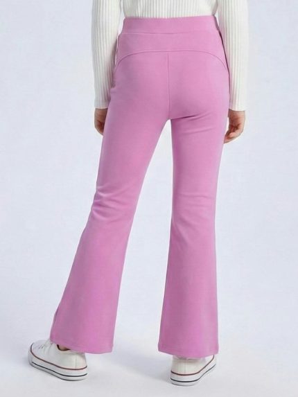 Pantaloni zampa ragazza Mini Mignon Paris pantaloni a zampa bambina/ragazza 4-14 anni in tessuto stretch rosa