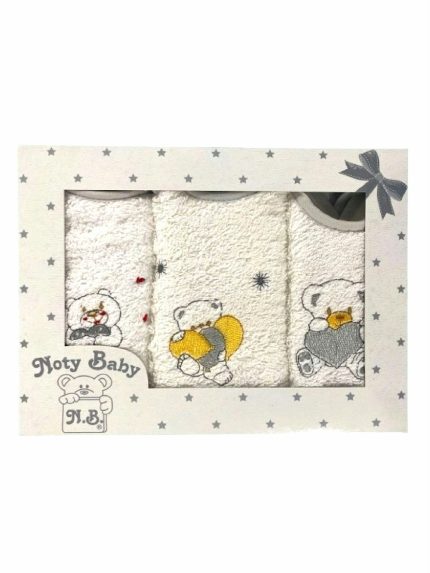 Set bavaglini ricamati neonato Set 3 Bavaglini Neonato Noty Baby - 100% Cotone - Made in Portogallo