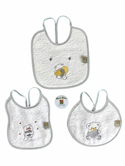 Set bavaglini ricamati neonato Set 3 Bavaglini Neonato Noty Baby - 100% Cotone - Made in Portogallo