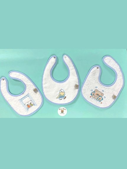 Set bavaglini ricamati neonato Set 3 Bavaglini Ricamati per Neonato - Noty Baby 100% Cotone - Made in Portogallo