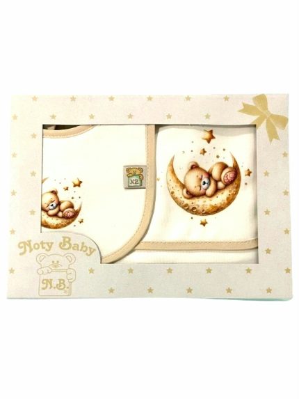 Set regalo neonati Set Regalo 100% Cotone: Telo Multiuso 60×60 cm e Bavaglino Noty Baby