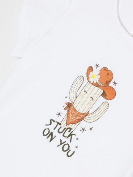 T-shirt manica corta bimba Ativo Kids 6/36 mesi - T-shirt bimba in cotone stretch con stampa cactus