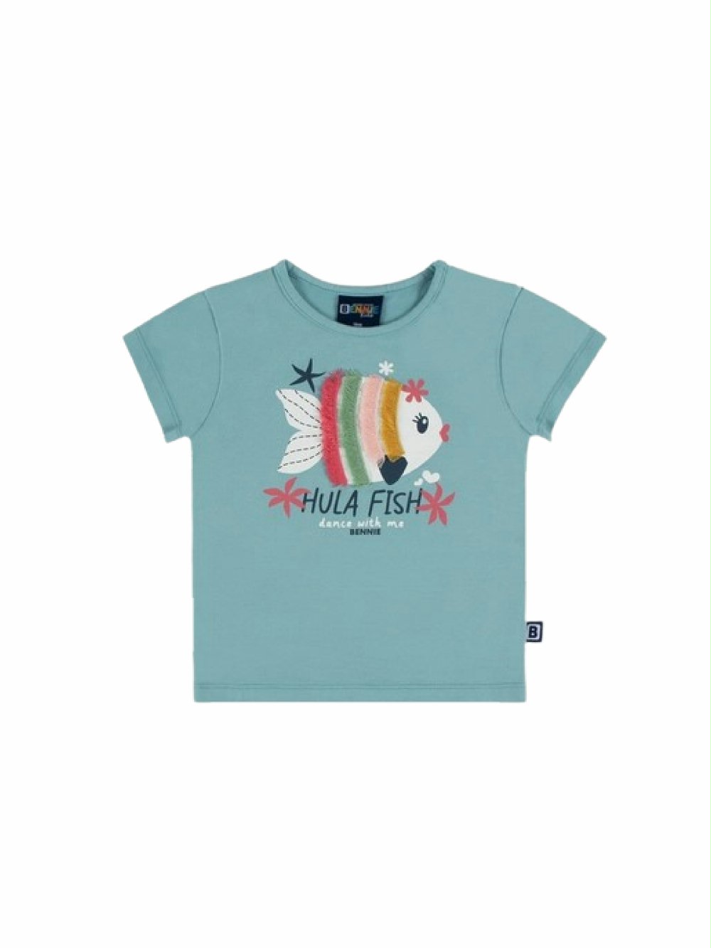 T-shirt manica corta bimba TSH3774 00 T-shirt manica corta bimba T-shirt bimba in cotone e frange colorate - Bennie Kids (6-36 mesi)