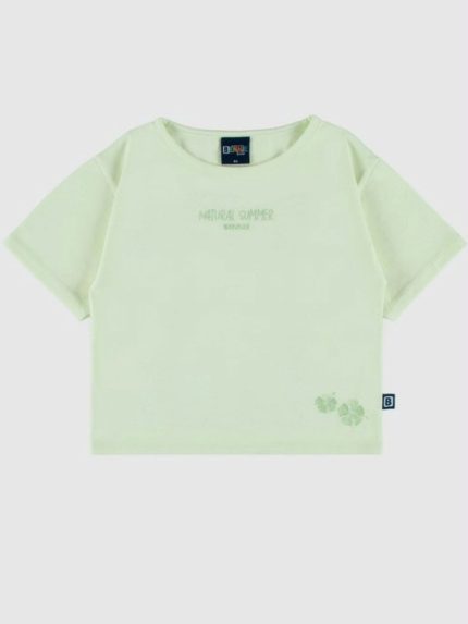 T-shirt manica corta ragazza Bennie Kids 4/14 anni - T-shirt oversize corta in 100% cotone con ricamo fronte e palma sul retro