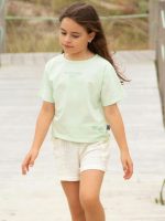 T-shirt manica corta ragazza Bennie Kids 4/14 anni - T-shirt oversize corta in 100% cotone con ricamo fronte e palma sul retro