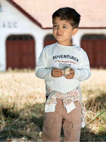T-shirt manica lunga bimbo Ativo Kids 6/36 mesi - T-shirt a manica lunga, stampa fronte e retro, cotone stretch