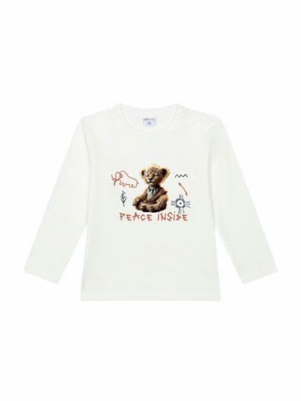 T-shirt manica lunga bimbo Ativo Kids 6/36 mesi - T-shirt stampata a manica lunga in cotone stretch