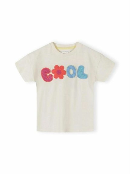 T-shrt manica corta bimba Minoti 6/36 mesi - T-shirt bimba in cotone con scritta ricamata