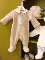 Tutina neonato Nocciolino Morbida tutina in maglia con dettagli check per neonato - Eleganza Made in Italy Made in Italy Nursery Lista Nascita Nascita Lui Idea Regalo Corredino