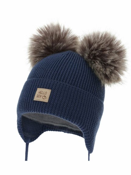 Cappellino lana neonato Tambor Berretto invernale neonato in lana merino con doppio pompon Tambor