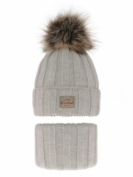 Completo berretto e scaldacollo bambina Kaliope Set invernale bambina - berretto con pompon e scaldacollo Kaliope