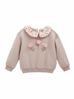 Felpa con colletto baby Felpa Bambina con Colletto Floreale e Fiori 3D | Newness Kids