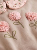 Felpa con colletto baby Felpa Bambina con Colletto Floreale e Fiori 3D | Newness Kids