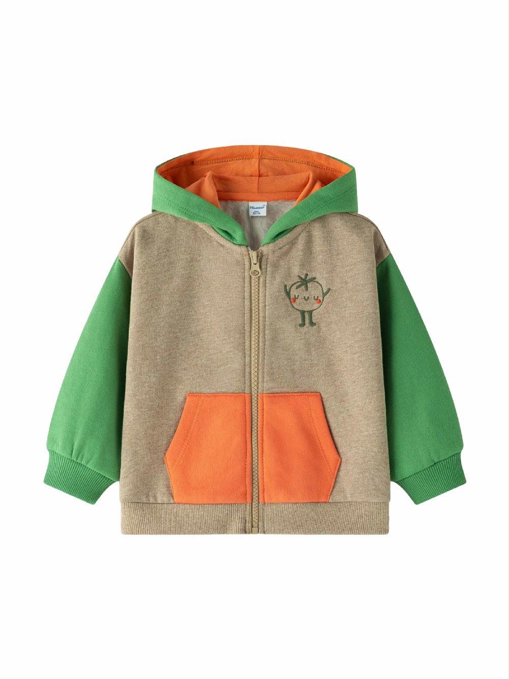 Felpa zip con cappuccio neonato BBI64020 00 Felpa zip con cappuccio neonato Felpa con Zip e Cappuccio Color Block - Neonato 6-24 mesi