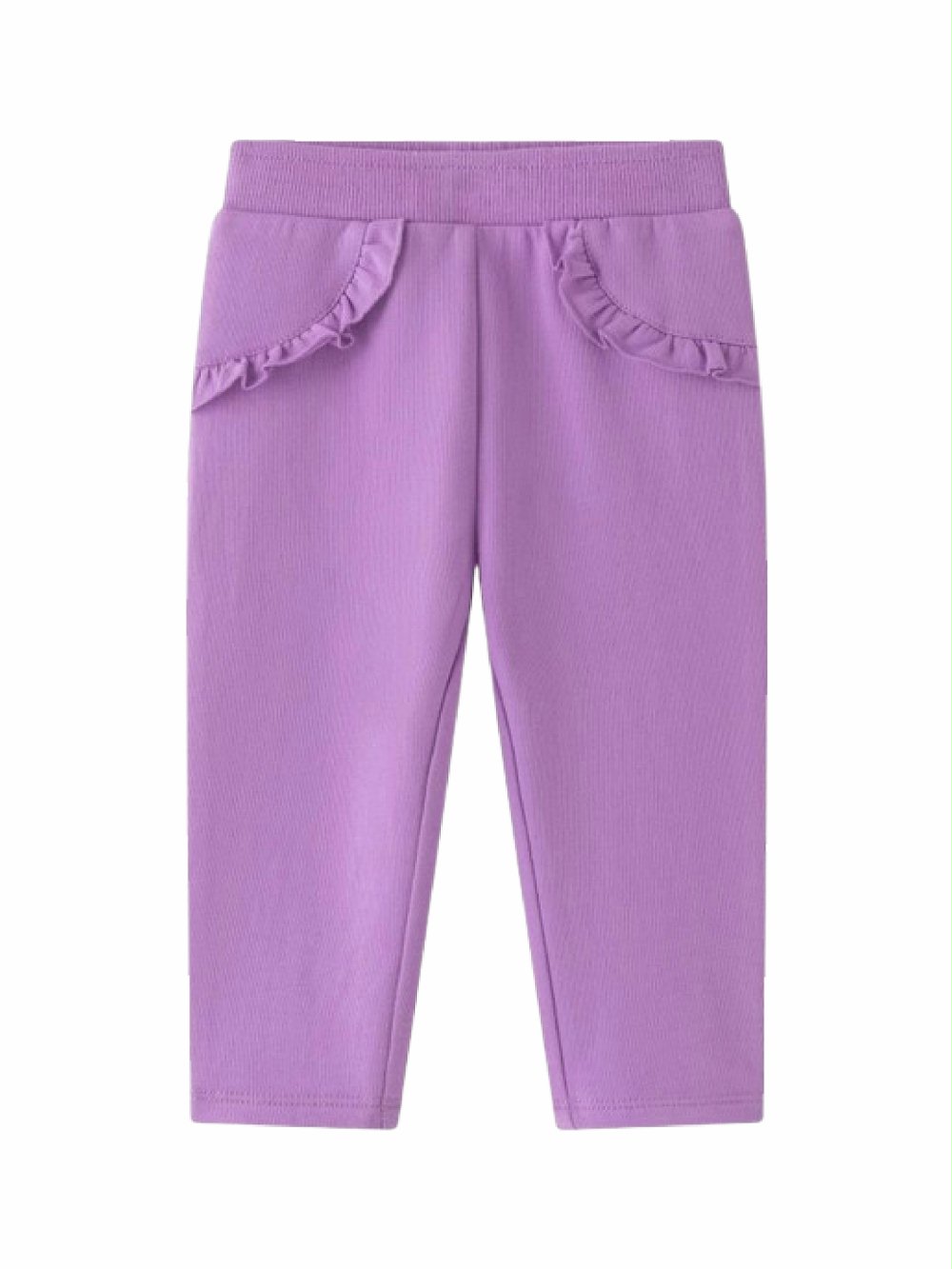 Jeggings felpa neonata BGI63567 00 Jeggings felpa neonata Jeggings in cotone stretch con volant, neonata 6-24 mesi