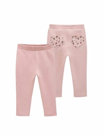 Pantaloni felpa neonata Pantaloni Neonata Rosa in Cotone Stretch con Tasche a Cuore | Newness Kids