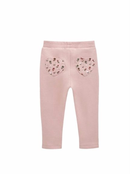 Pantaloni felpa neonata Pantaloni Neonata Rosa in Cotone Stretch con Tasche a Cuore | Newness Kids