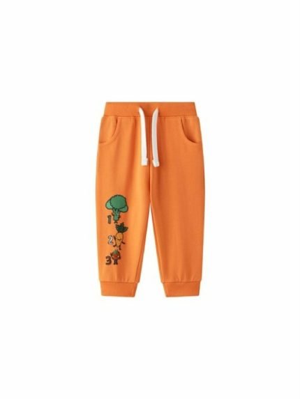Pantaloni felpa neonato Joggers con stampa verdure in cotone stretch, neonato 6-24 mesi