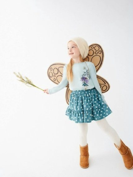 T-Shirt manica lunga neonata T-Shirt a manica lunga in cotone stretch con stampa fata e fiocco in tulle, bimba 6-24 mesi