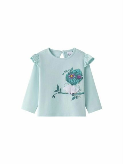 T-Shirt manica lunga neonata T-Shirt a manica lunga in cotone stretch con stampa fata e fiocco in tulle, bimba 6-24 mesi