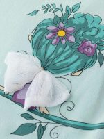 T-Shirt manica lunga neonata T-Shirt a manica lunga in cotone stretch con stampa fata e fiocco in tulle, bimba 6-24 mesi