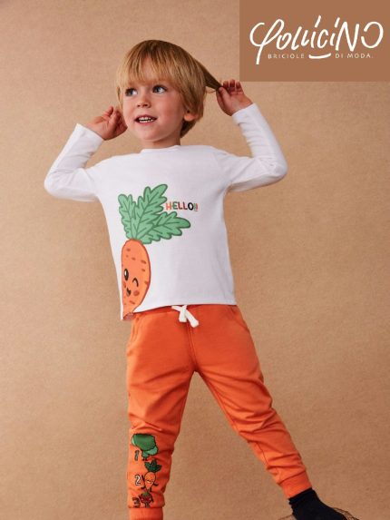 T-Shirt manica lunga neonato T-Shirt a manica lunga 100% cotone - stampa con carota 3D, neonato 6-24 mesi