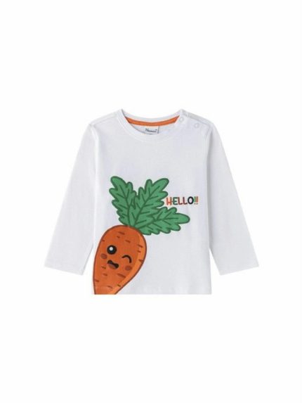 T-Shirt manica lunga neonato T-Shirt a manica lunga 100% cotone - stampa con carota 3D, neonato 6-24 mesi
