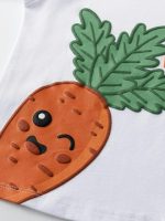 T-Shirt manica lunga neonato T-Shirt a manica lunga 100% cotone - stampa con carota 3D, neonato 6-24 mesi