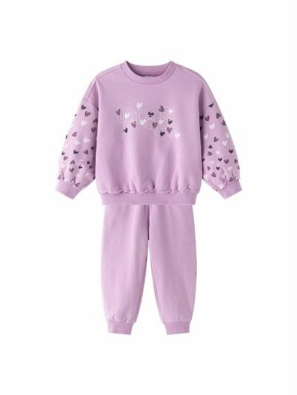 Tuta felpa bambina Completo Tuta Bambina in Cotone Stretch con Cuori | Newness Kids 2-6 Anni