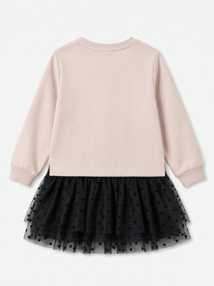 Abito manica lunga bambina Losan – Abito bambina manica lunga con corpino in cotone stretch e gonna in tulle 3/12 anni