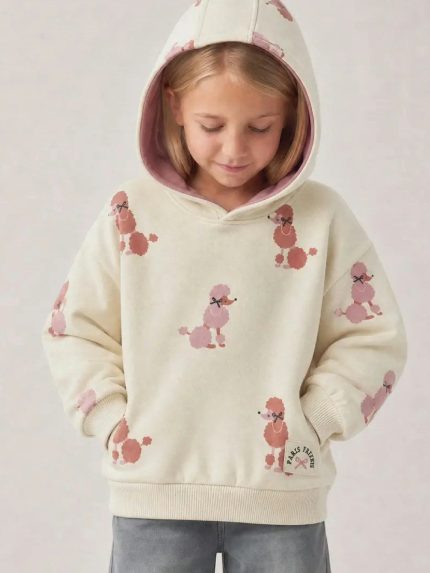 Felpa con cappuccio bambina Felpa Bambina Losan con Cappuccio e Barboncini Rosa | 3-12 Anni