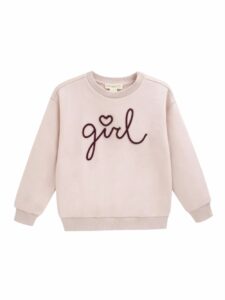 Felpa girocollo bambina Newness – Felpa girocollo bambina in cotone invernale con scritta Girl – 3/9 anni