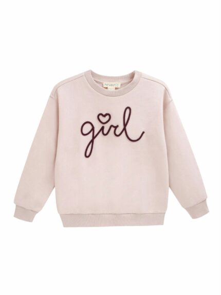 Felpa girocollo bambina Newness – Felpa girocollo bambina in cotone invernale con scritta Girl – 3/9 anni