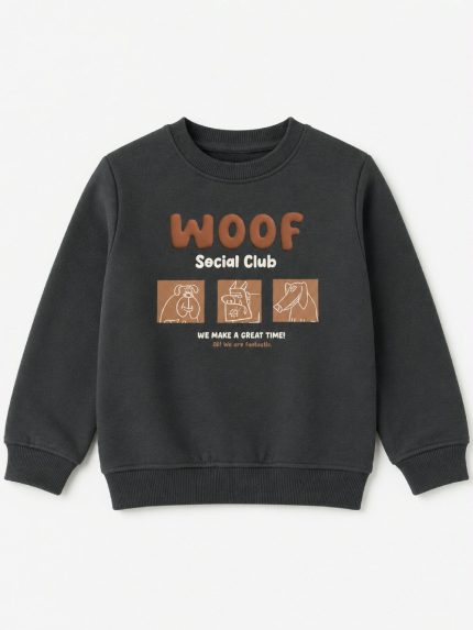 Felpa girocollo bambino Losan – Felpa girocollo bambino Woof Social Club – 100% cotone invernale – 3/12 anni