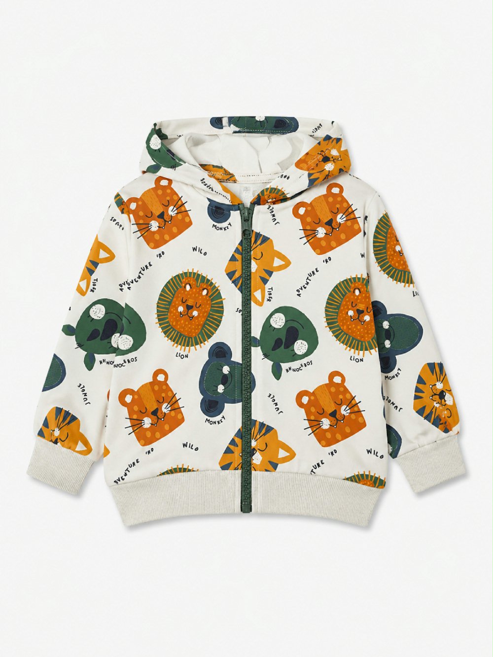 Felpa zip fantasia neonato L26WBB0508_068 00 Felpa zip fantasia neonato Felpa Losan Neonato 6-24 Mesi con Zip e Cappuccio 100% Cotone | Fantasia Animaletti