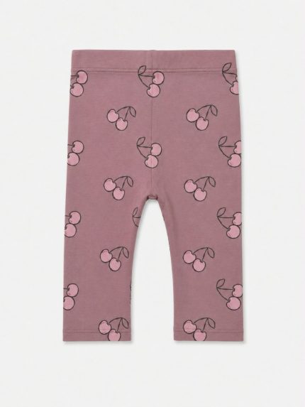Leggings fantasia neonata Leggings Losan Neonata 6-24 Mesi in Cotone Stretch Rosa con Ciliegie