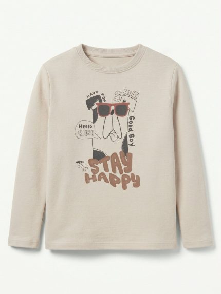 T-shirt manica lunga bambino Losan – T-Shirt manica lunga Stay Happy – 100% cotone – 3/12 anni