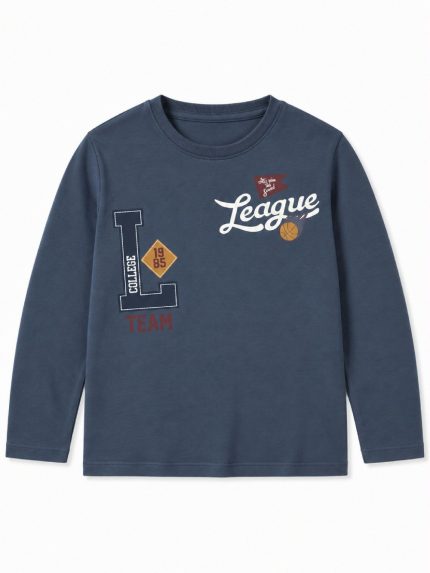 T-shirt manica lunga bambino Losan – T-Shirt stampata College League – 100% cotone – 3/12 anni