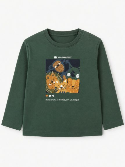 T-Shirt manica lunga neonato T-shirt Losan Neonato 6-24 Mesi - 100% Cotone con Stampa Jungle